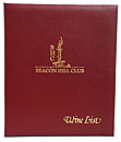 Padded Wine Cover with Clear Sleeves on Interior to Hold Multiple 8.5x11 Inserts Logo Gold Foil Stamped 