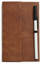 single panel check presenter with pen loop and wrapped pocket to hold check. 