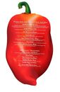 custom 4 color die-cut chili pepper pool menu printed on rubberized material and laminated.