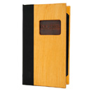 Wood Menu Cover
 
 Copper Tip-In Logo
 
 Holds Two 8.5x14 Inserts