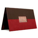 Horizontal Format
 Two Tone Suede With Copper Logo
 Holds Two 10x8 Inserts